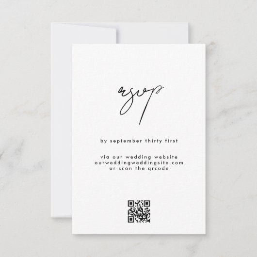 Stijlvolle Elegante QRCODE Zwart Wit Bruiloft Webs RSVP Kaartje (Voorkant)