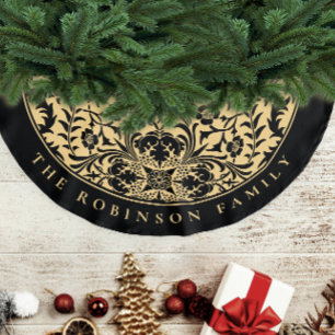 Stijlvolle Elegante Rode Gouden Retro Kerst Bloems Kerstboom Rok