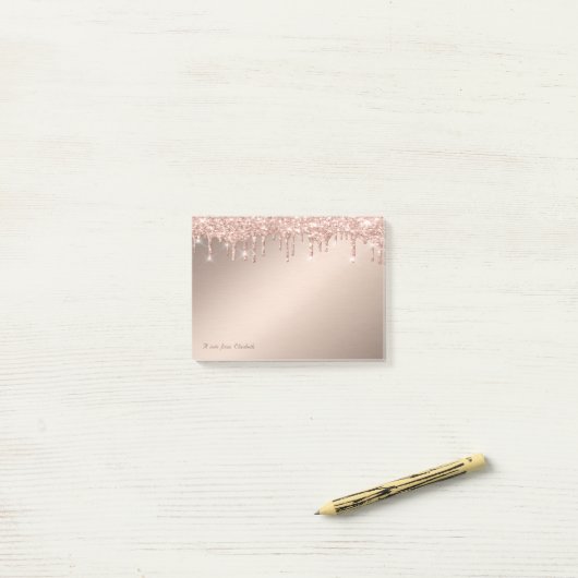 Stijlvolle, elegante Roos Gold Glitter-schijven Post-it® Notes (Op bureau)