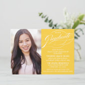 STIJLVOLLE ELEGANTE SCRIPT AFSTUDEREN PARTY INVITA KAART (Staand voorkant)