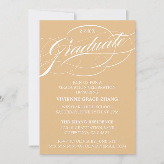 STIJLVOLLE ELEGANTE SCRIPT AFSTUDEREN PARTY INVITA KAART (Voorkant)