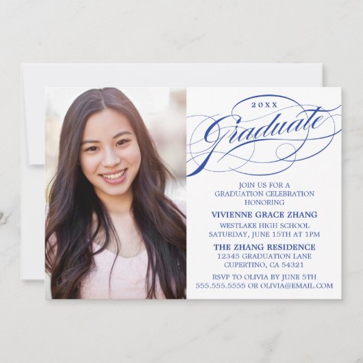 STIJLVOLLE ELEGANTE SCRIPT AFSTUDEREN PARTY INVITA KAART (Voorkant)