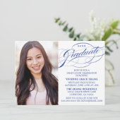 STIJLVOLLE ELEGANTE SCRIPT AFSTUDEREN PARTY INVITA KAART (Staand voorkant)