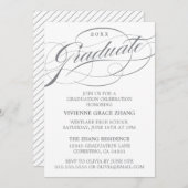 STIJLVOLLE ELEGANTE SCRIPT AFSTUDEREN PARTY INVITA KAART (Voorkant / Achterkant)