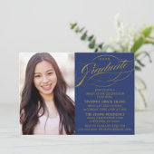 STIJLVOLLE ELEGANTE SCRIPT AFSTUDEREN PARTY INVITA KAART (Staand voorkant)