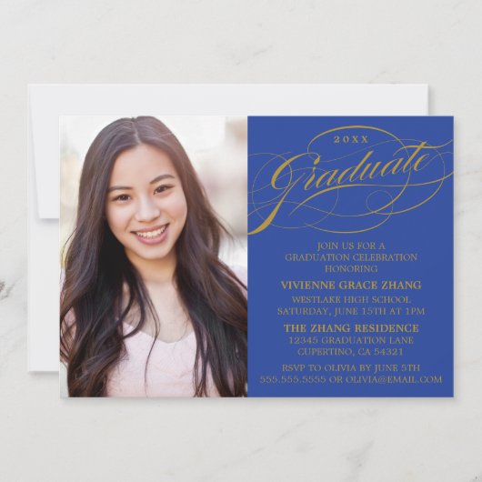 STIJLVOLLE ELEGANTE SCRIPT AFSTUDEREN PARTY INVITA KAART (Voorkant)