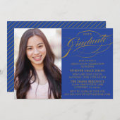 STIJLVOLLE ELEGANTE SCRIPT AFSTUDEREN PARTY INVITA KAART (Voorkant / Achterkant)