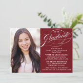 STIJLVOLLE ELEGANTE SCRIPT AFSTUDEREN PARTY INVITA KAART (Staand voorkant)