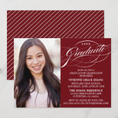STIJLVOLLE ELEGANTE SCRIPT AFSTUDEREN PARTY INVITA KAART (Voorkant / Achterkant)