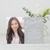 STIJLVOLLE ELEGANTE SCRIPT AFSTUDEREN PARTY INVITA KAART (Staand voorkant)