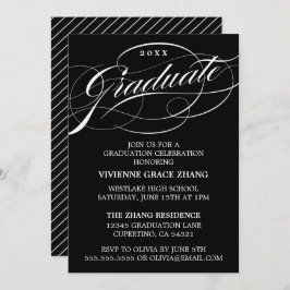 STIJLVOLLE ELEGANTE SCRIPT AFSTUDEREN PARTY INVITA KAART