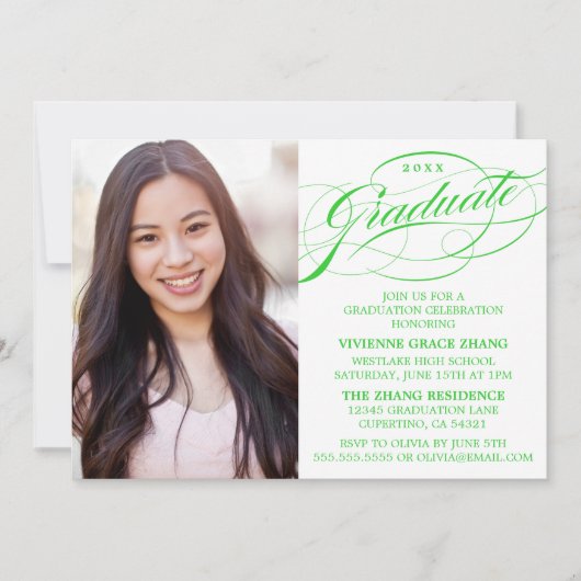 STIJLVOLLE ELEGANTE SCRIPT AFSTUDEREN PARTY INVITA KAART (Voorkant)