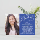 STIJLVOLLE ELEGANTE SCRIPT AFSTUDEREN PARTY INVITA KAART (Staand voorkant)