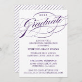 STIJLVOLLE ELEGANTE SCRIPT AFSTUDEREN PARTY INVITA KAART (Voorkant / Achterkant)