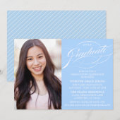 STIJLVOLLE ELEGANTE SCRIPT AFSTUDEREN PARTY INVITA KAART (Voorkant / Achterkant)