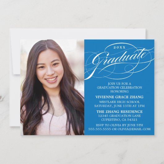 STIJLVOLLE ELEGANTE SCRIPT AFSTUDEREN PARTY INVITA KAART (Voorkant)