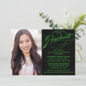 STIJLVOLLE ELEGANTE SCRIPT AFSTUDEREN PARTY INVITA KAART (Staand voorkant)