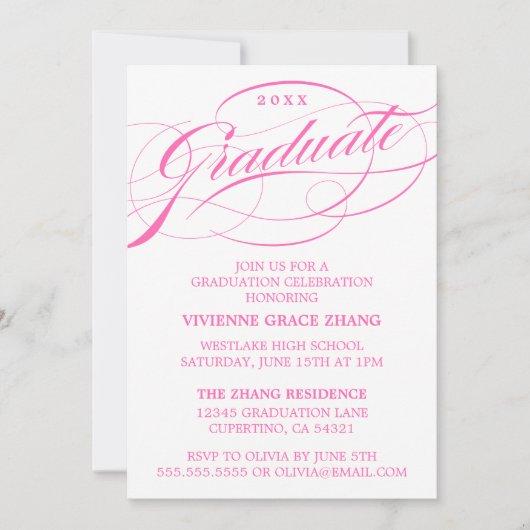 STIJLVOLLE ELEGANTE SCRIPT AFSTUDEREN PARTY INVITA KAART (Voorkant)