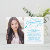 STIJLVOLLE ELEGANTE SCRIPT AFSTUDEREN PARTY INVITA KAART (Staand voorkant)