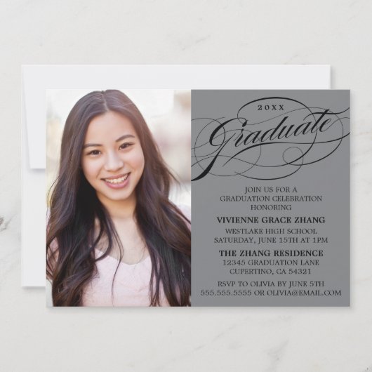 STIJLVOLLE ELEGANTE SCRIPT AFSTUDEREN PARTY INVITA KAART (Voorkant)