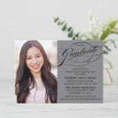 STIJLVOLLE ELEGANTE SCRIPT AFSTUDEREN PARTY INVITA KAART (Staand voorkant)