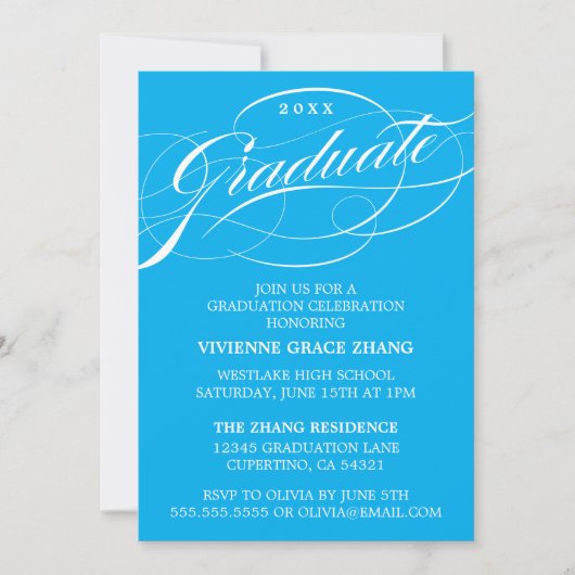 STIJLVOLLE ELEGANTE SCRIPT AFSTUDEREN PARTY INVITA KAART (Voorkant)