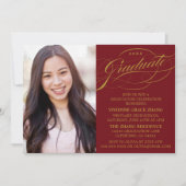 STIJLVOLLE ELEGANTE SCRIPT AFSTUDEREN PARTY INVITA KAART (Voorkant)