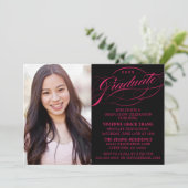 STIJLVOLLE ELEGANTE SCRIPT AFSTUDEREN PARTY INVITA KAART (Staand voorkant)