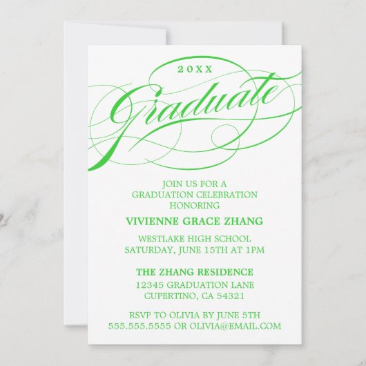 STIJLVOLLE ELEGANTE SCRIPT AFSTUDEREN PARTY INVITA KAART (Voorkant)
