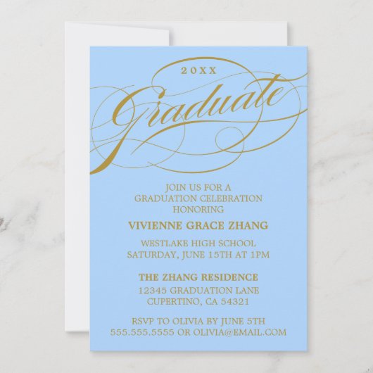 STIJLVOLLE ELEGANTE SCRIPT AFSTUDEREN PARTY INVITA KAART (Voorkant)