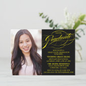 STIJLVOLLE ELEGANTE SCRIPT AFSTUDEREN PARTY INVITA KAART (Staand voorkant)