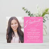 STIJLVOLLE ELEGANTE SCRIPT AFSTUDEREN PARTY INVITA KAART (Staand voorkant)