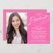 STIJLVOLLE ELEGANTE SCRIPT AFSTUDEREN PARTY INVITA KAART (Voorkant / Achterkant)