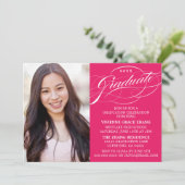 STIJLVOLLE ELEGANTE SCRIPT AFSTUDEREN PARTY INVITA KAART (Staand voorkant)