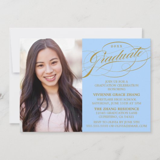 STIJLVOLLE ELEGANTE SCRIPT AFSTUDEREN PARTY INVITA KAART (Voorkant)