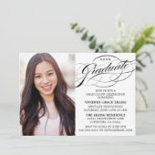 STIJLVOLLE ELEGANTE SCRIPT AFSTUDEREN PARTY INVITA KAART (Staand voorkant)