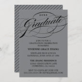 STIJLVOLLE ELEGANTE SCRIPT AFSTUDEREN PARTY INVITA KAART (Voorkant / Achterkant)