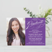 STIJLVOLLE ELEGANTE SCRIPT AFSTUDEREN PARTY INVITA KAART (Staand voorkant)