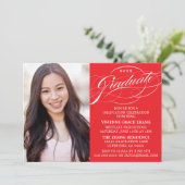 STIJLVOLLE ELEGANTE SCRIPT AFSTUDEREN PARTY INVITA KAART (Staand voorkant)