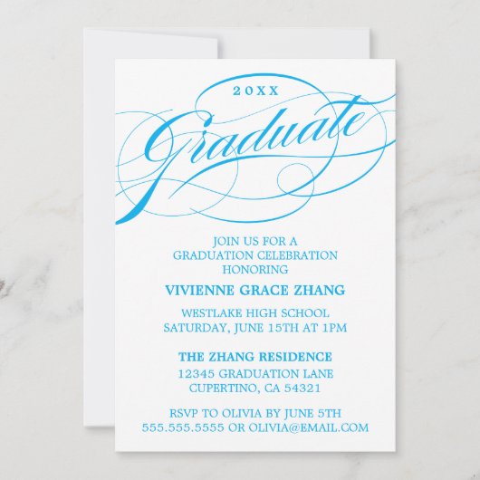 STIJLVOLLE ELEGANTE SCRIPT AFSTUDEREN PARTY INVITA KAART (Voorkant)