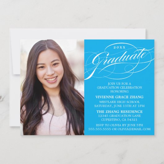 STIJLVOLLE ELEGANTE SCRIPT AFSTUDEREN PARTY INVITA KAART (Voorkant)