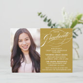 STIJLVOLLE ELEGANTE SCRIPT AFSTUDEREN PARTY INVITA KAART (Staand voorkant)