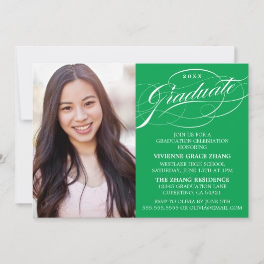 STIJLVOLLE ELEGANTE SCRIPT AFSTUDEREN PARTY INVITA KAART (Voorkant)