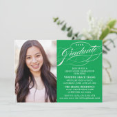 STIJLVOLLE ELEGANTE SCRIPT AFSTUDEREN PARTY INVITA KAART (Staand voorkant)