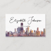 Stijlvolle elegante script Chicago skyline Visitekaartje (Voorkant)