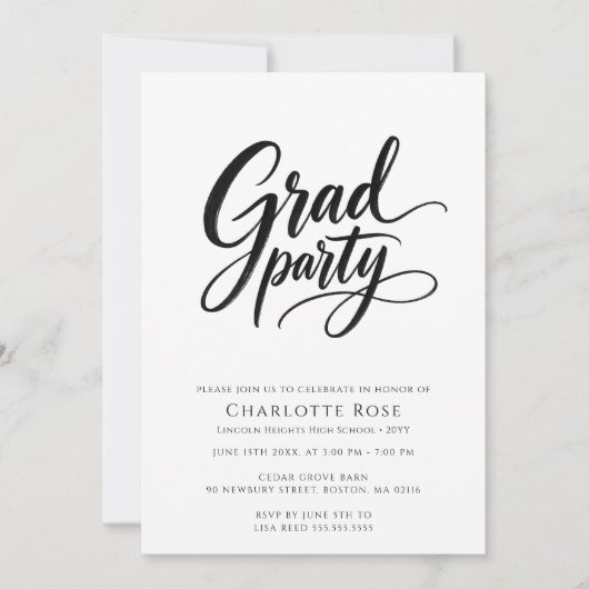 Stijlvolle Elegante Script Grad Feest Afstuderen Kaart (Voorkant)