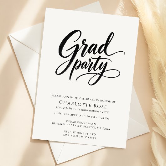 Stijlvolle Elegante Script Grad Feest Afstuderen Kaart