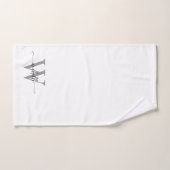 Stijlvolle Elegante Script Witte Grijze Monogramna Handdoek (Handdoek)