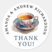 Stijlvolle Elegante Tea Party Naam Waterverf Ronde Sticker (Voorkant)