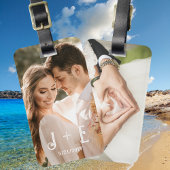 Stijlvolle elegante trouwfoto bagagelabel